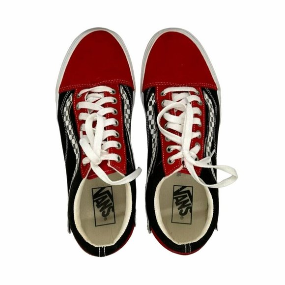 🤩Size 9 Men's VANS Old Skool Colorblock Black Red White Sneakers suede low top - Picture 5 of 7